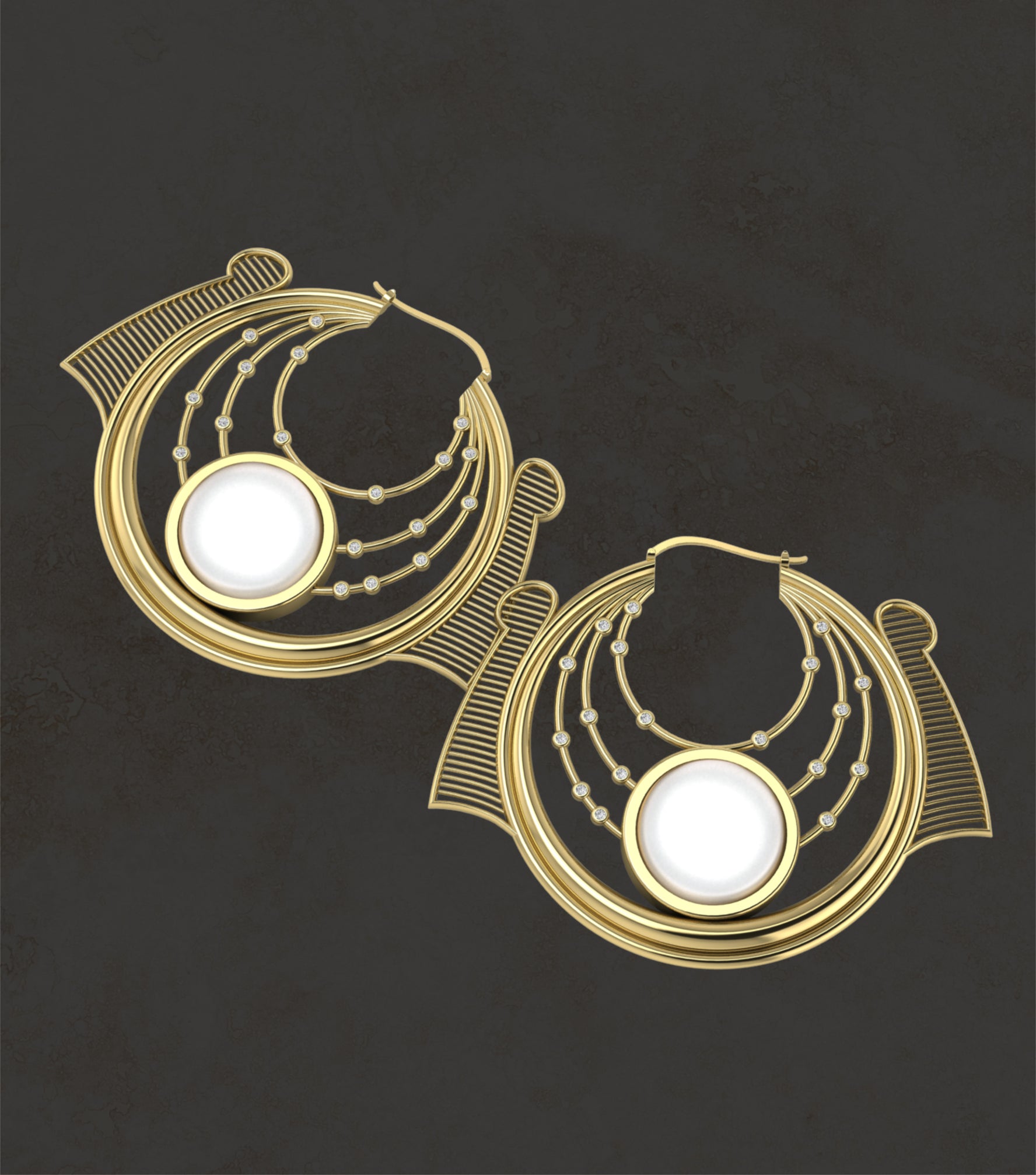 Maat Feather Tri-Hoops (w/ Gems)